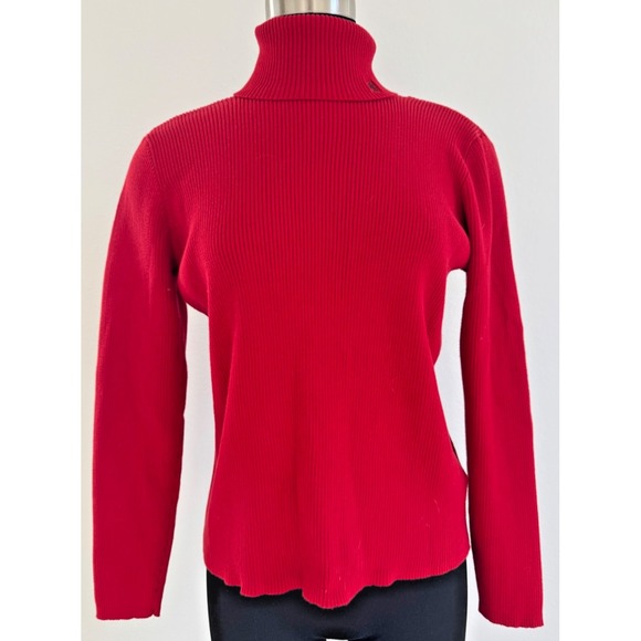 Lauren Ralph Lauren Sweaters - Lauren Ralph Lauren Turtleneck Sweater Red Ribbed LRL Logo Large Vintage 90s Y2K